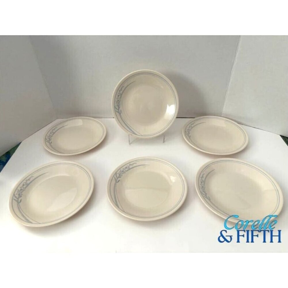 CORELLE BLUE LILY Dessert Bread & Butter Plates 6 3/4" Set of 6 Corning Ware USA